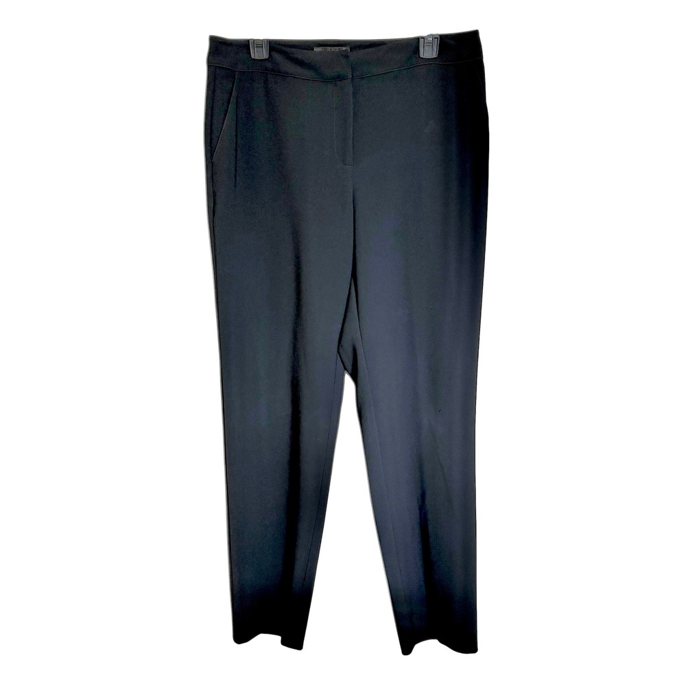 St John Caviar Womens Black Emma‎ Dress Pants Size 10 High Rise Straight Leg